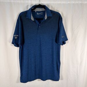 Under Armour Polo Shirt Men's Medium Blue Short Sleeve 1/4 Button Farm Links